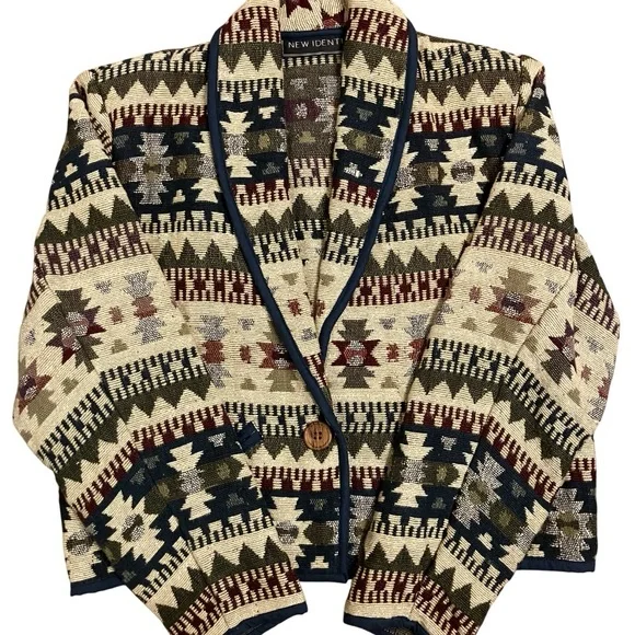 VTG 90s Tapestry Blazer Coat Womens M Button Up - Picture 2 of 10